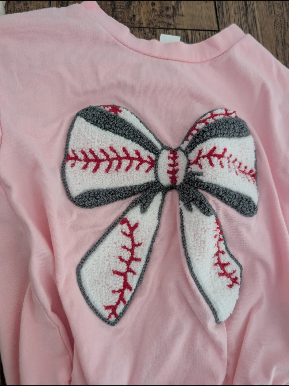💥3/$24 Set Of 2 Baby Girls Pink and Cream Baseball Bow One-Piece Bodysuits